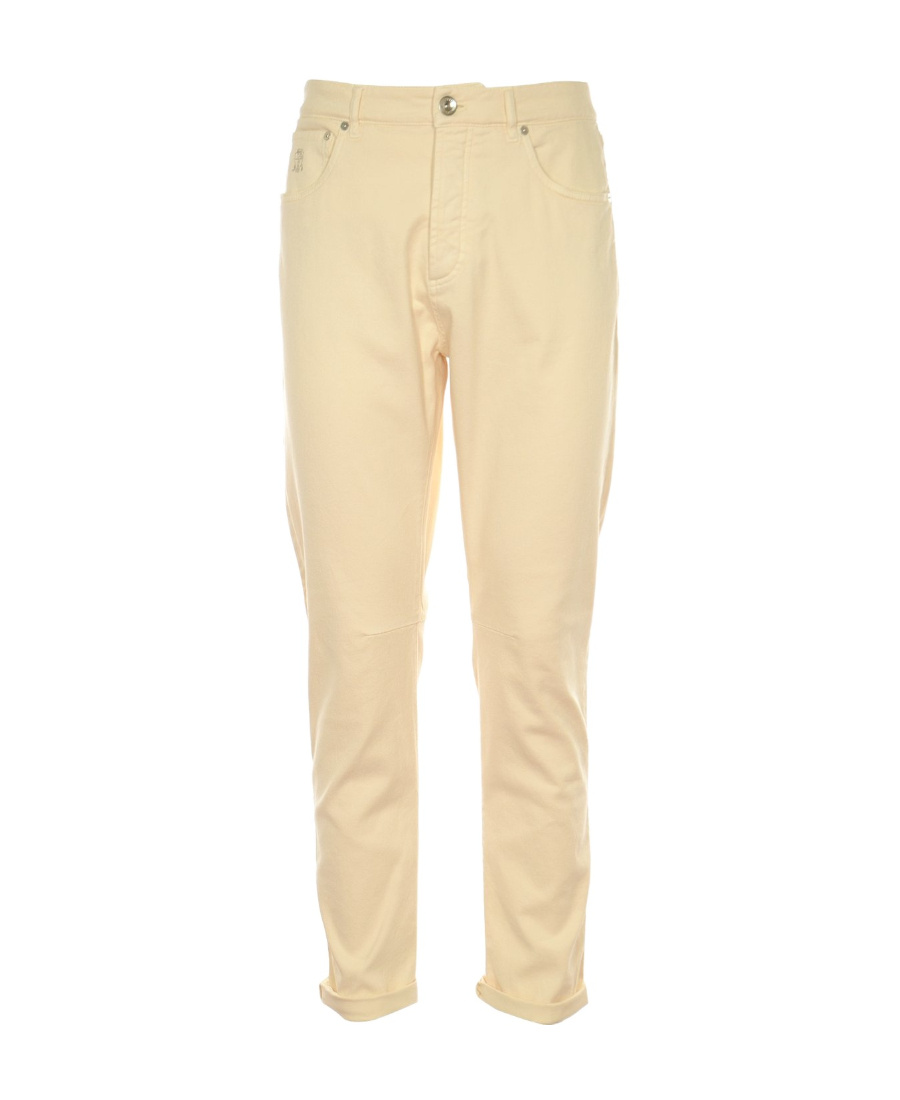 Brunello Cucinelli Dyed Denim Trousers In Nude
