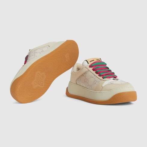 Gucci Double Screener Lace-up Sneakers In Nude