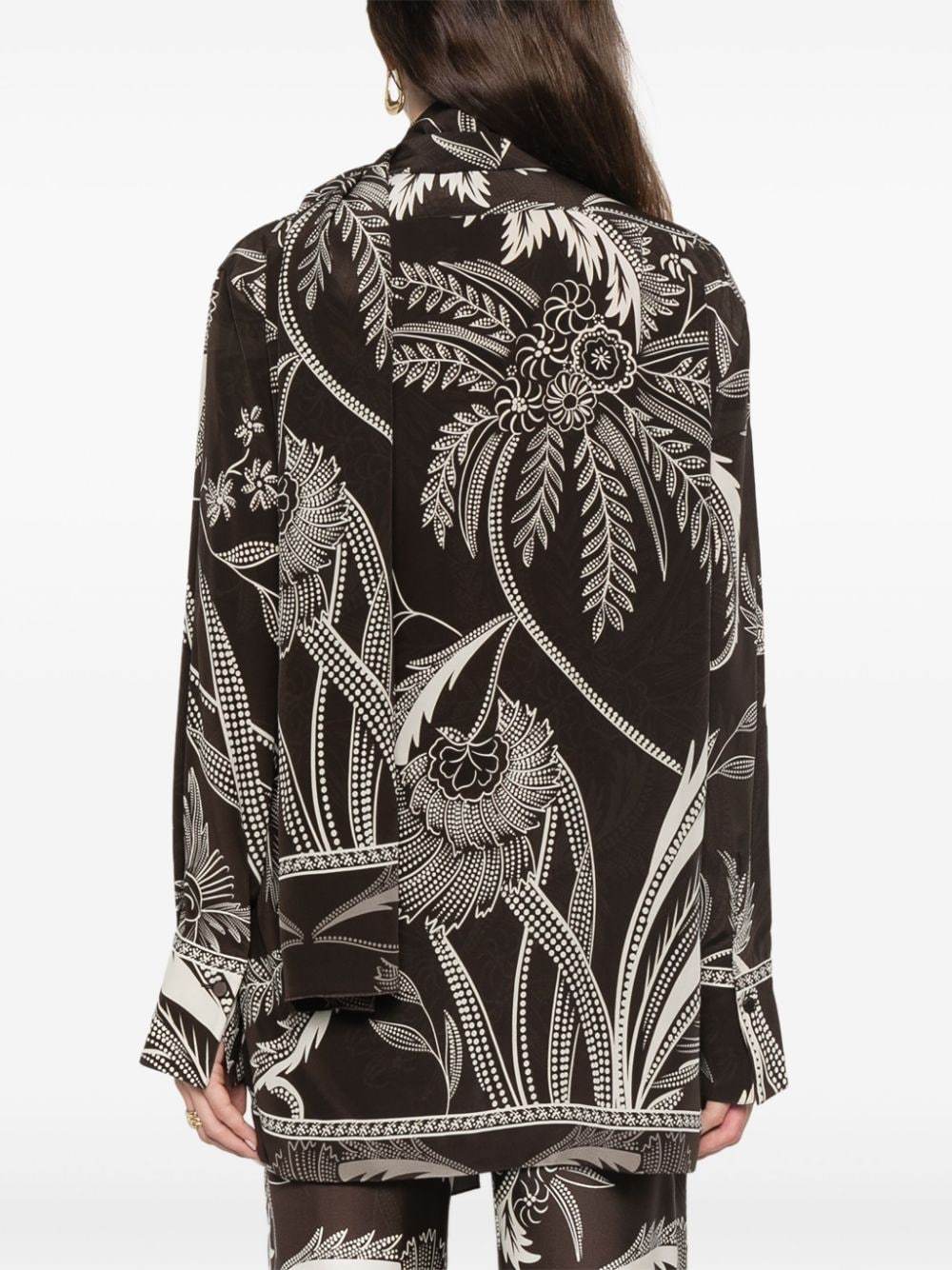 F.r.s For Restless Sleepers For Restless Sleepers Printed Silk Shirt In Black