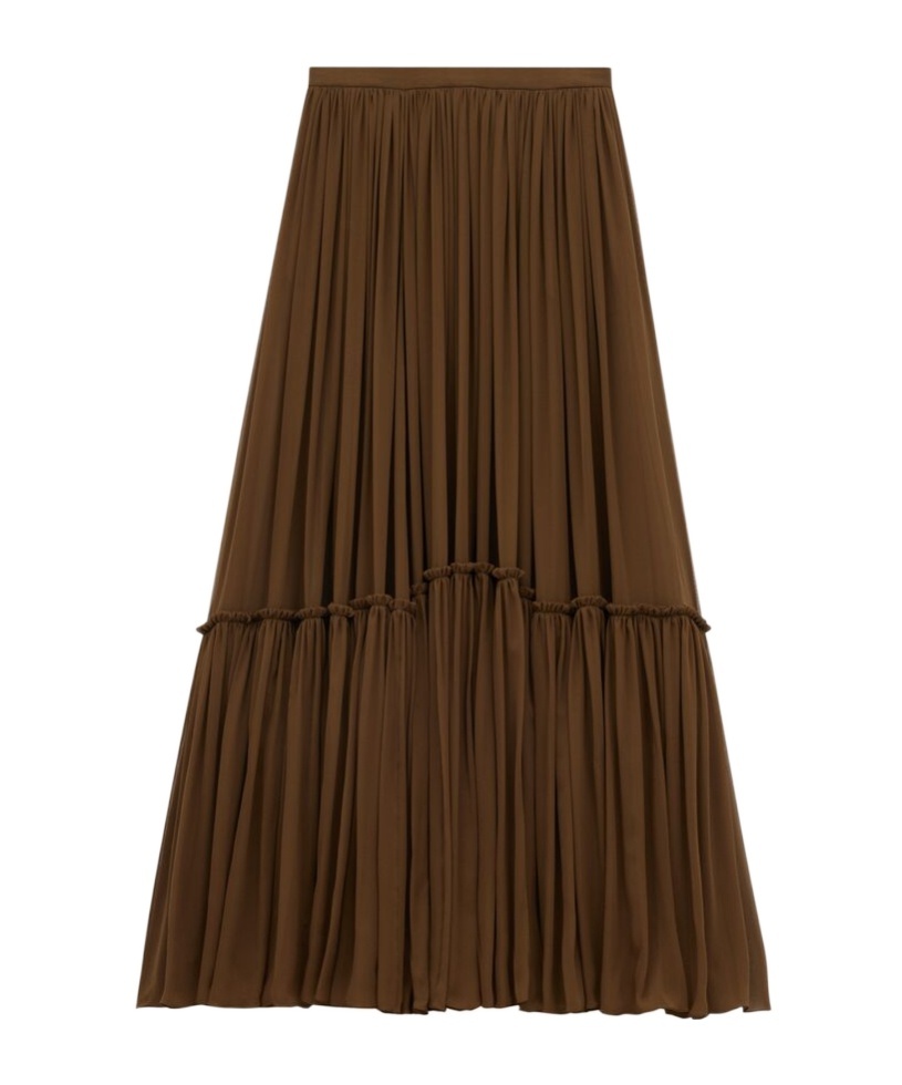 Saint Laurent Ruffled Skirt In Silk Crepe Muslin