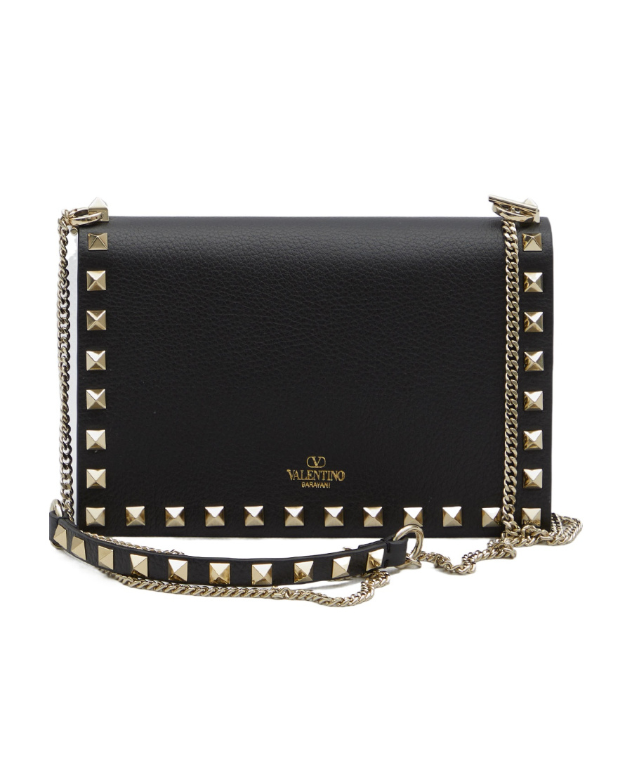 Valentino Garavani Mini Black Leather Bag With Golden Metal Studs Women