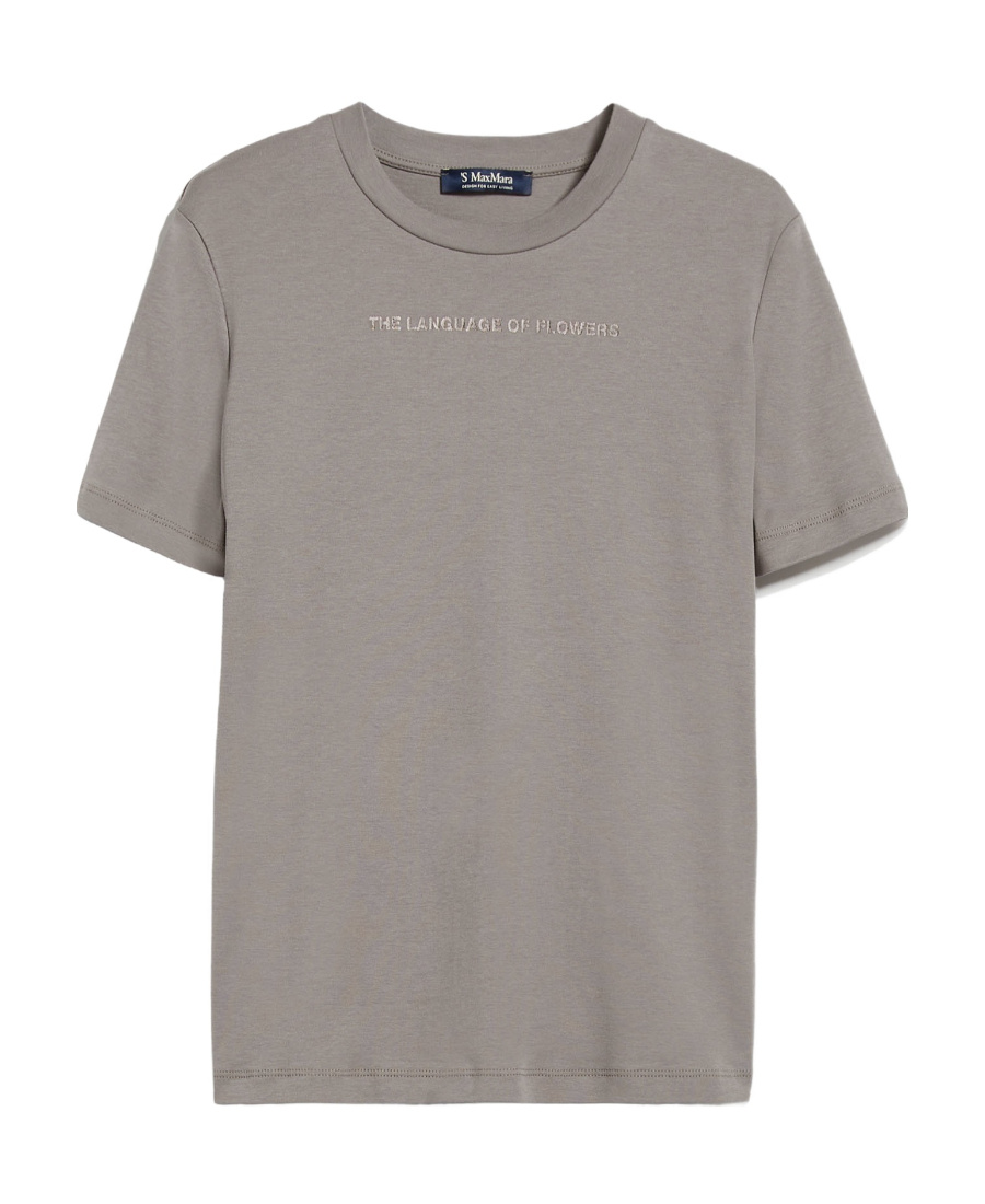 Max Mara Logo Printed T-shirt In Gray