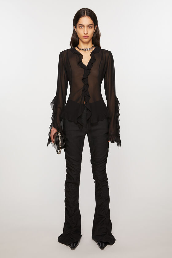 Acne Studios Mid-waist Flared Trousers In Black