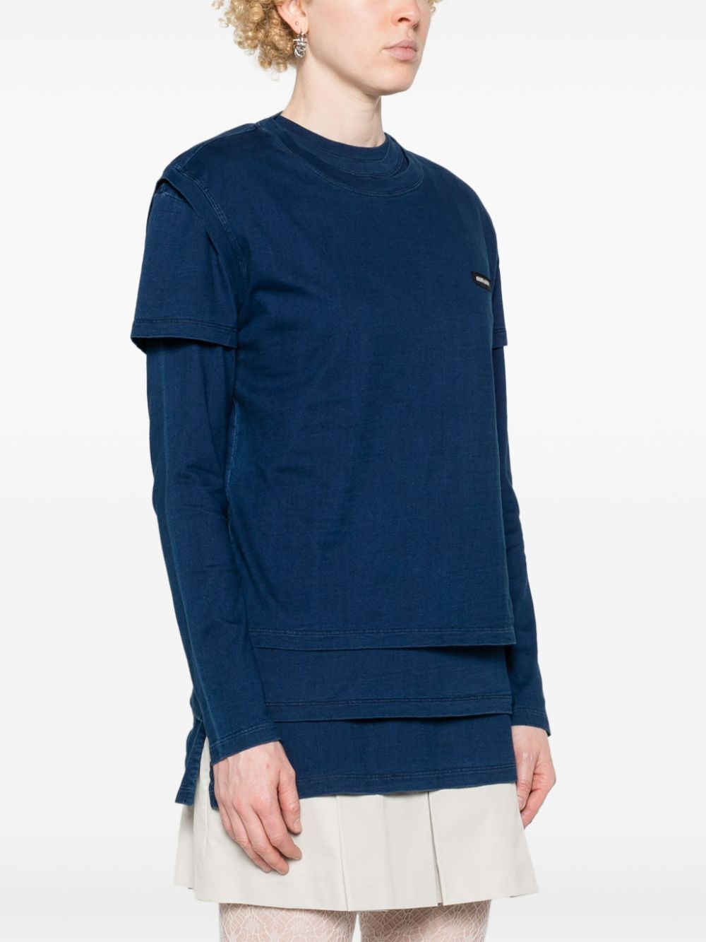 Miu Miu Set Of Three Logo Patch T-shirts In Blue