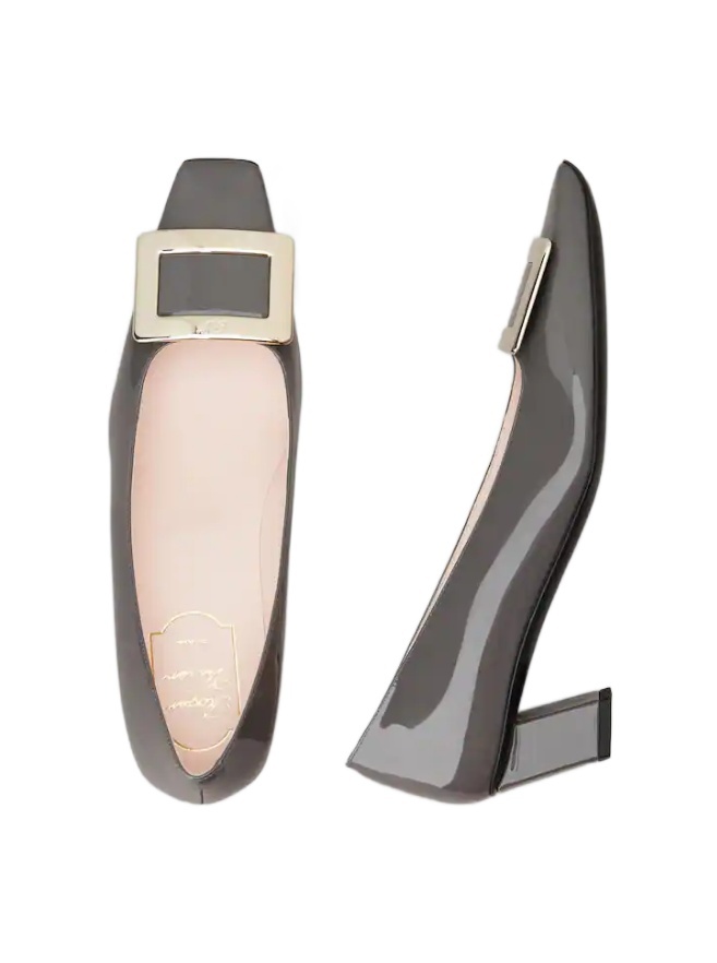 Roger Vivier Belle Vivier Patent Pumps With Metal Buckle In Black