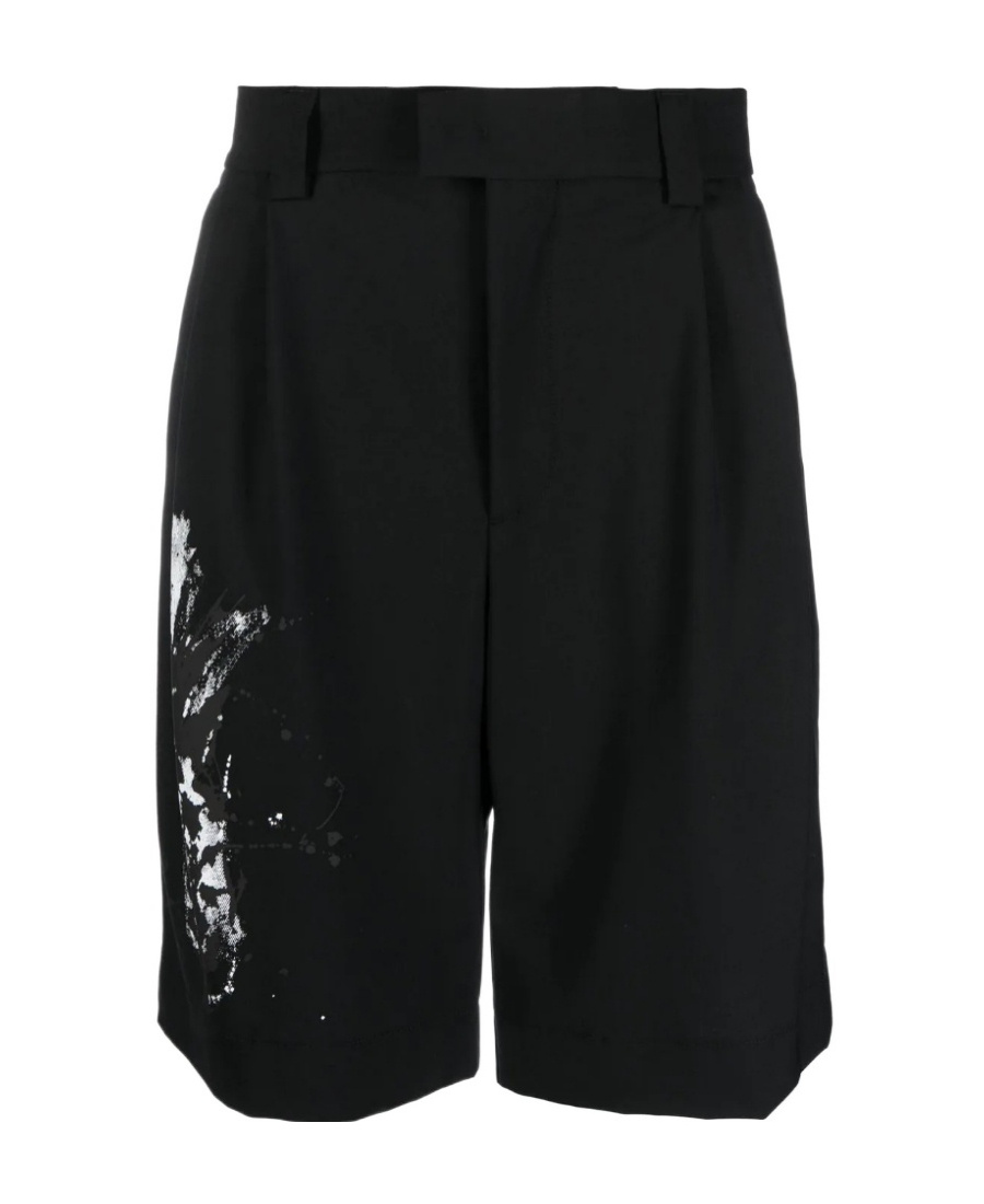 Msgm Paint Spatter Detail Shorts In Black