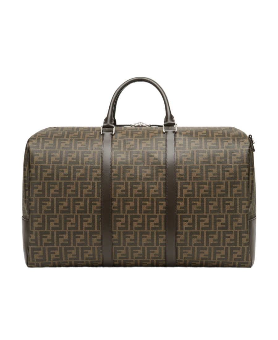 Fendi Men Large Duffle Ff Ff Fabric Travel Bag In Black