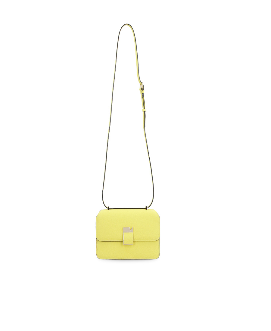 Valextra Mini Leather Crossbody Bag Nolo In Yellow