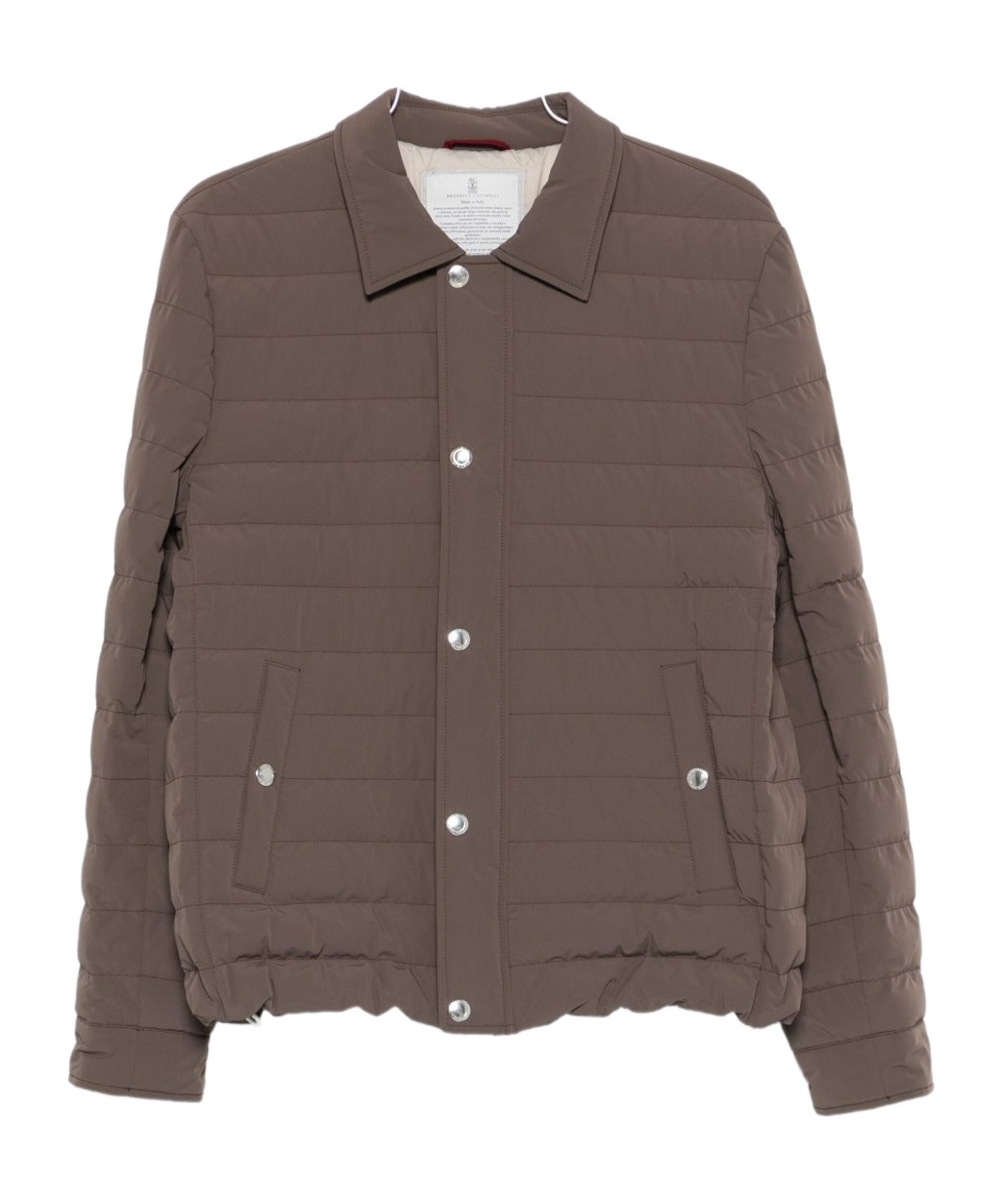 Brunello Cucinelli Short Quilted Down Jacket With Side Pockets In Brown