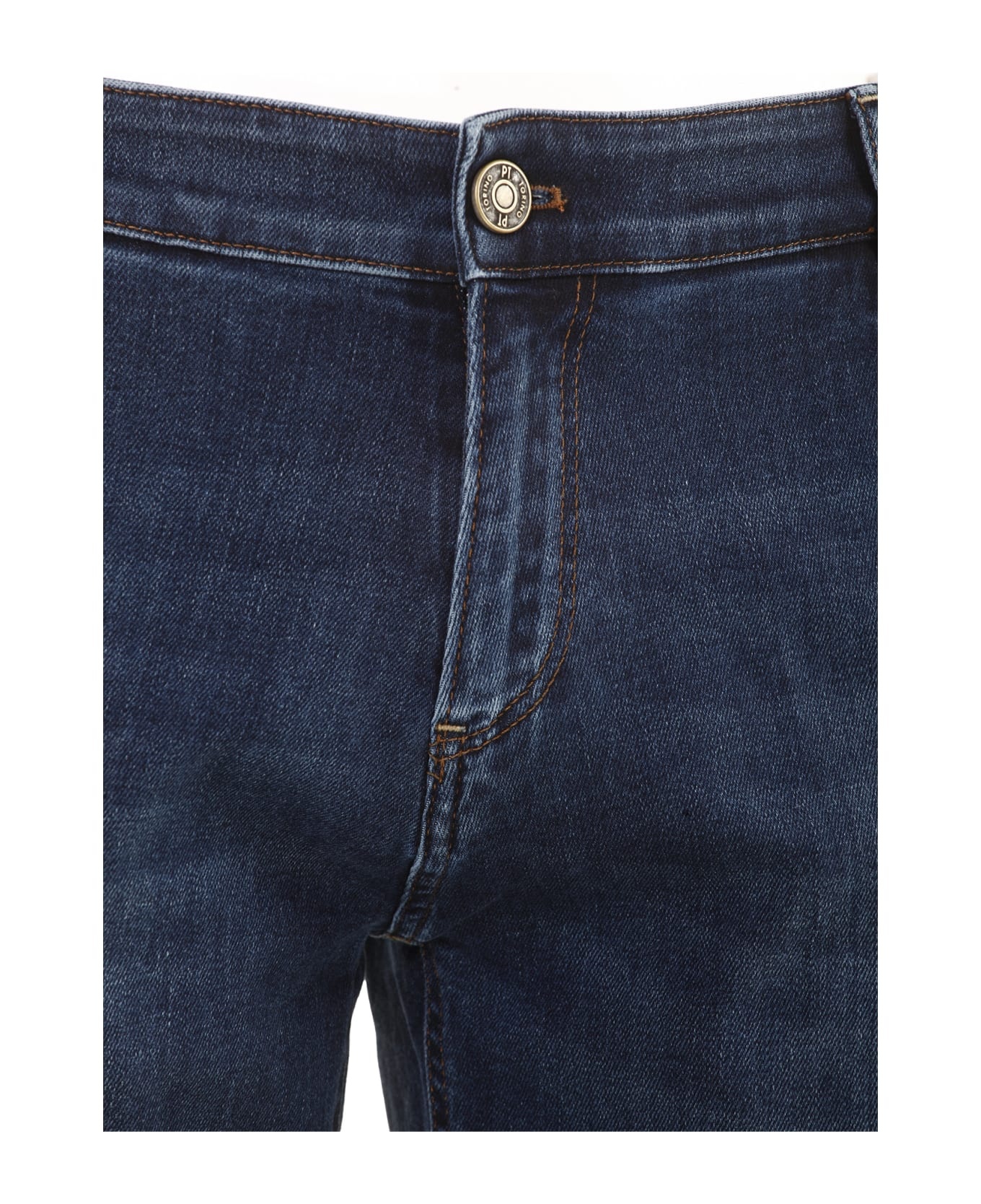 Pt01 Denim Trousers With Belt Loops In Blue
