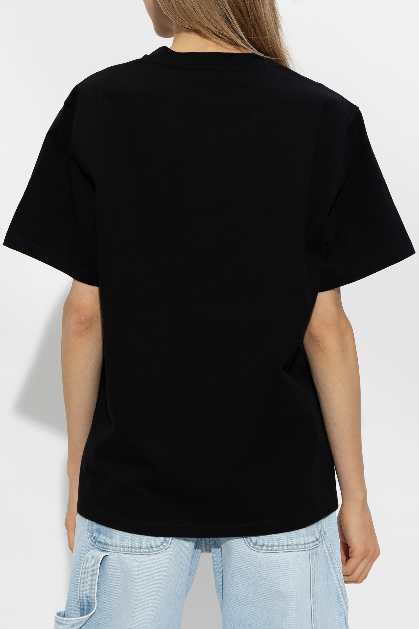 Stella Mccartney Rhinestud Logo T-shirt In Black