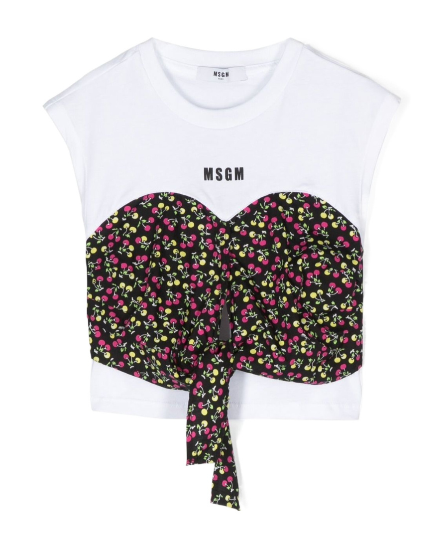 Msgm Logo T-shirt With Round Neck In Black