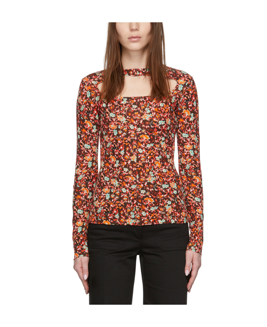 Victoria Beckham Flower Hollowed Out Long-sleeved T-shirt In Multicolor