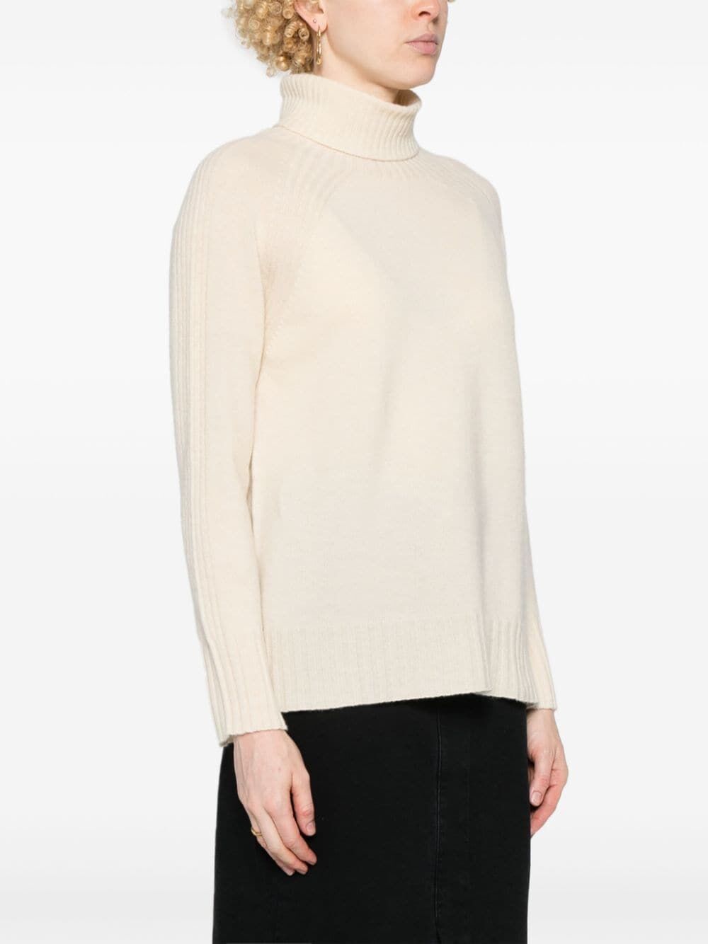 Twinset Roll-neck Wool-cashmere Blend Jumper In White