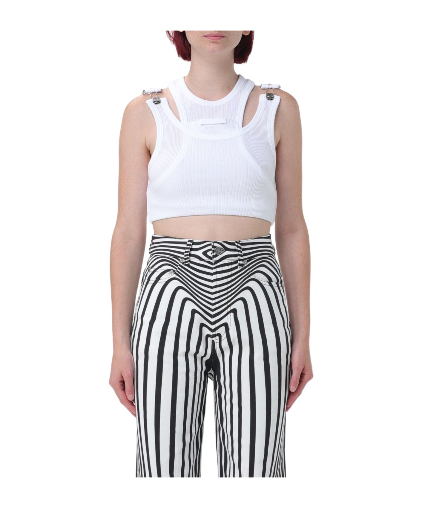 JEAN PAUL GAULTIER ASYMMETRIC COTTON CROP TOP