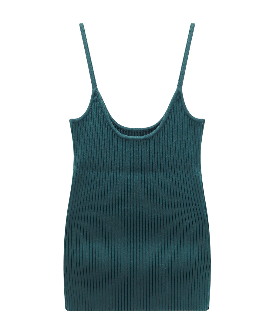 Shop Courrèges Ribbed-knit Tank Top In Blue
