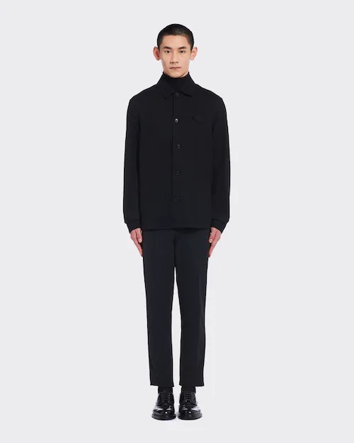 Prada Button-up Long-sleeve Shirt In Black