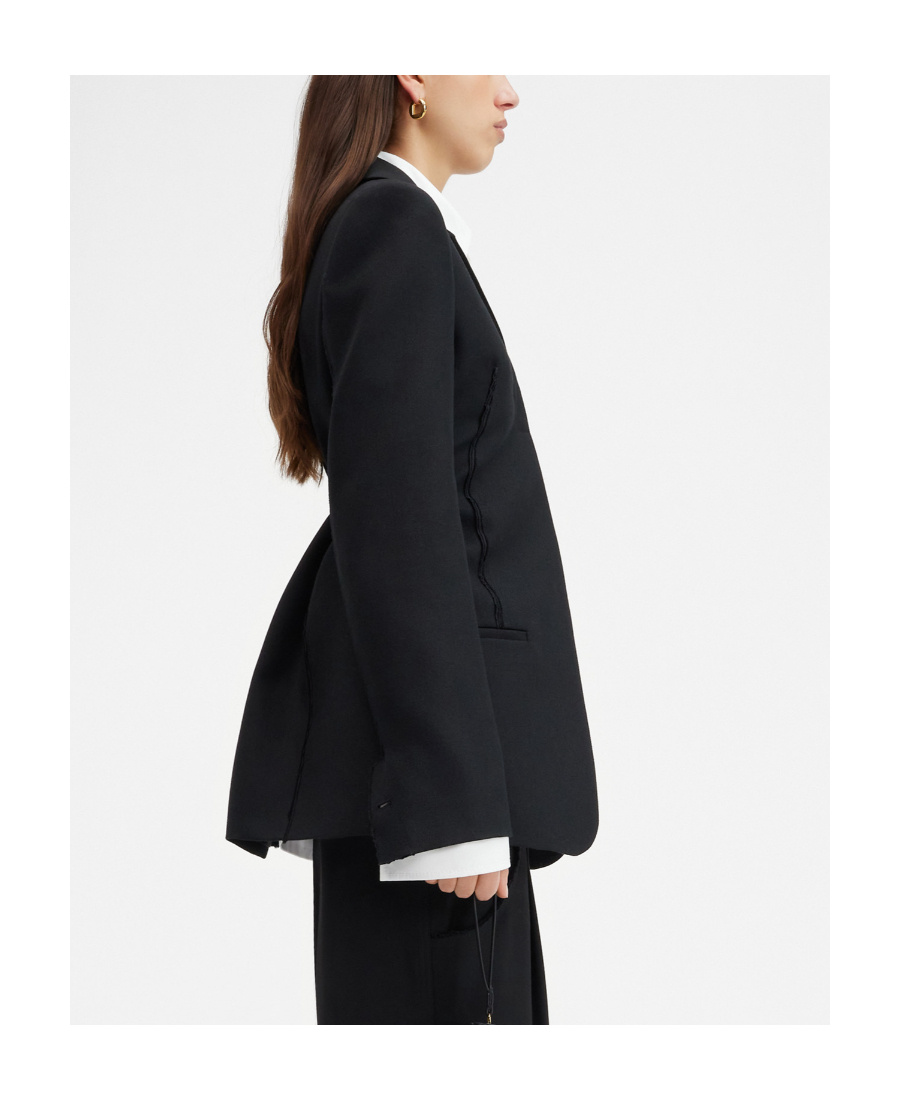 Jacquemus Caraco Raw-seam Single-breasted Blazer In Black