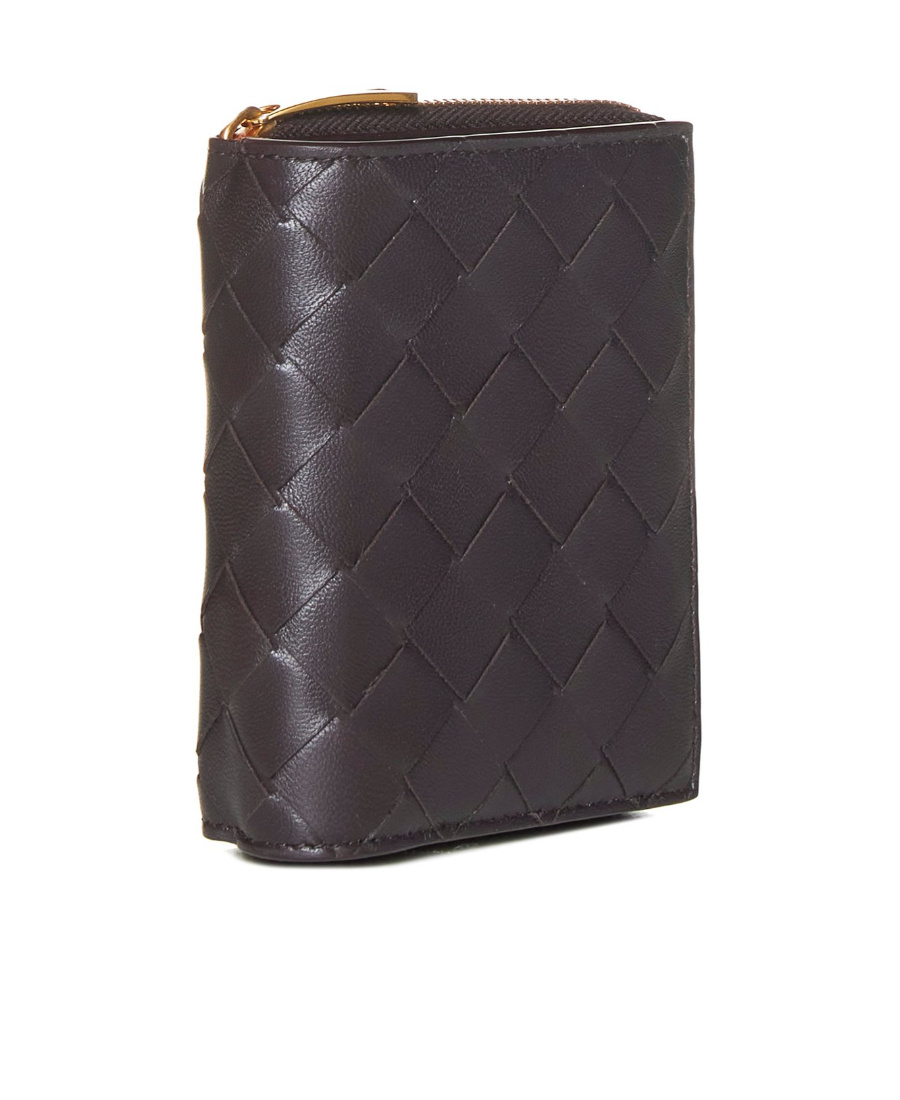 Bottega Veneta Double Fold Zipper Purse In Brown