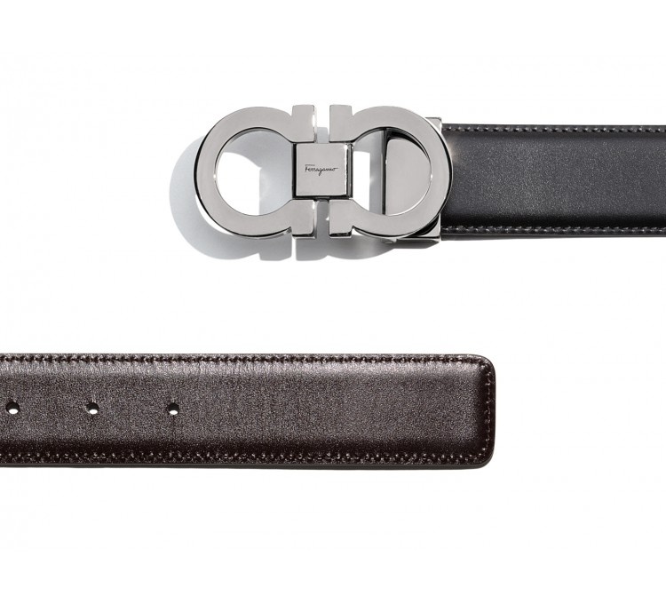 Ferragamo Double-sided Horse Collar Buckle Belt In Black