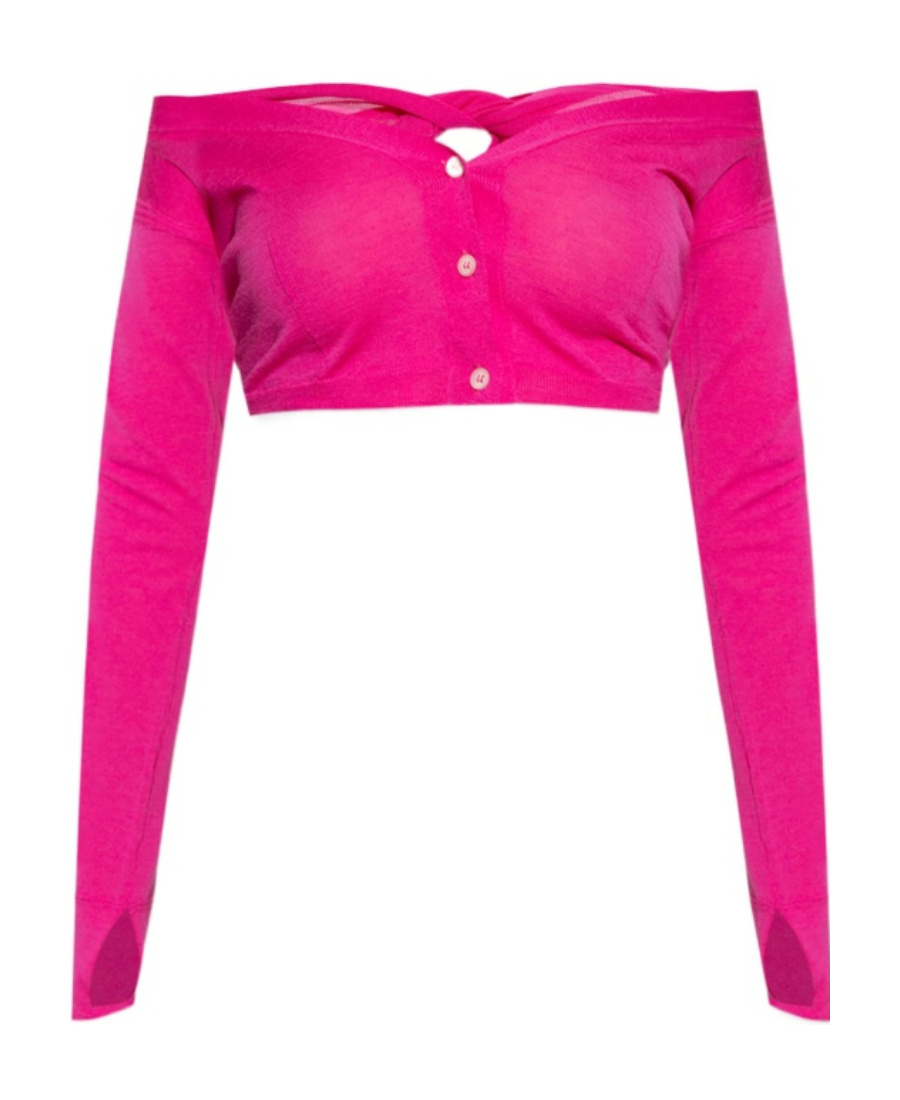 Jacquemus Cropped Button-fastening Cardigan In Pink