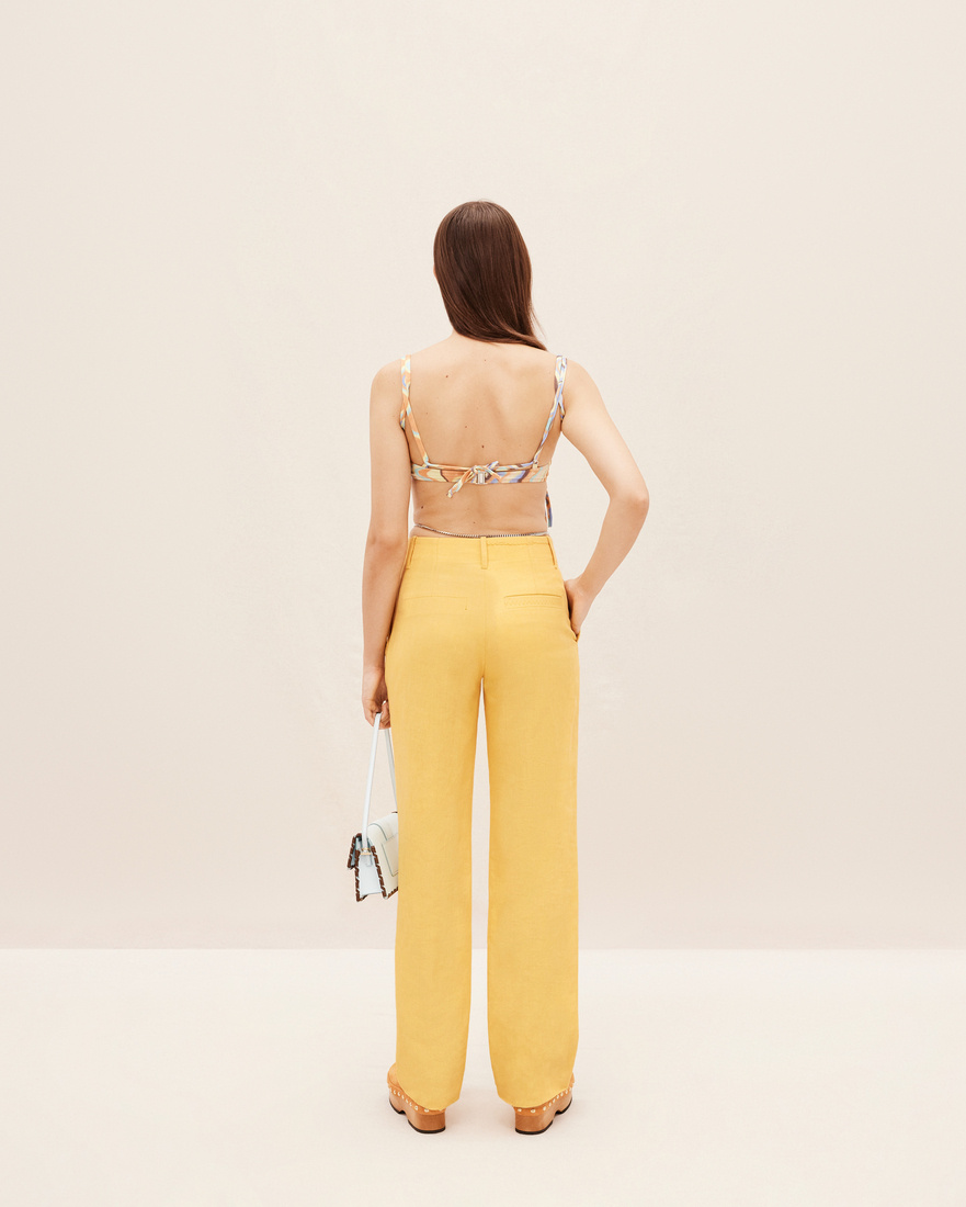 Jacquemus Stitched Pleated Trousers In Yellow