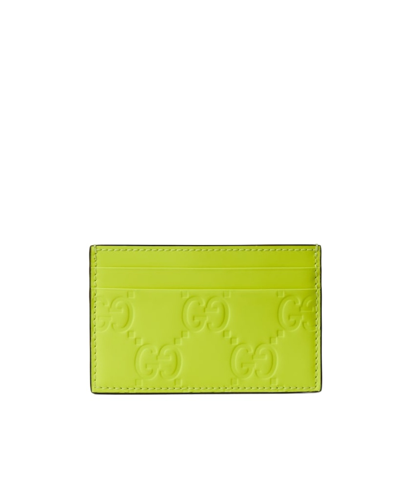 Gucci Gg Monogram Leather Cardholder In Green