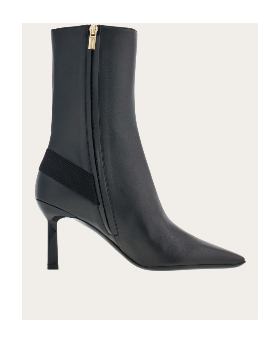 Ferragamo 85mm Vara-bow Leather Ankle Boots In Black