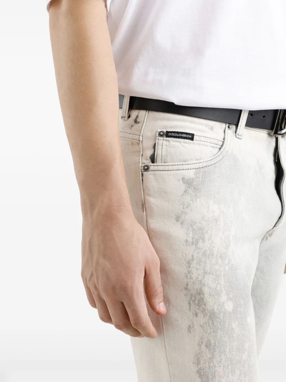 Dolce & Gabbana Belt Loop Denim Trousers In White