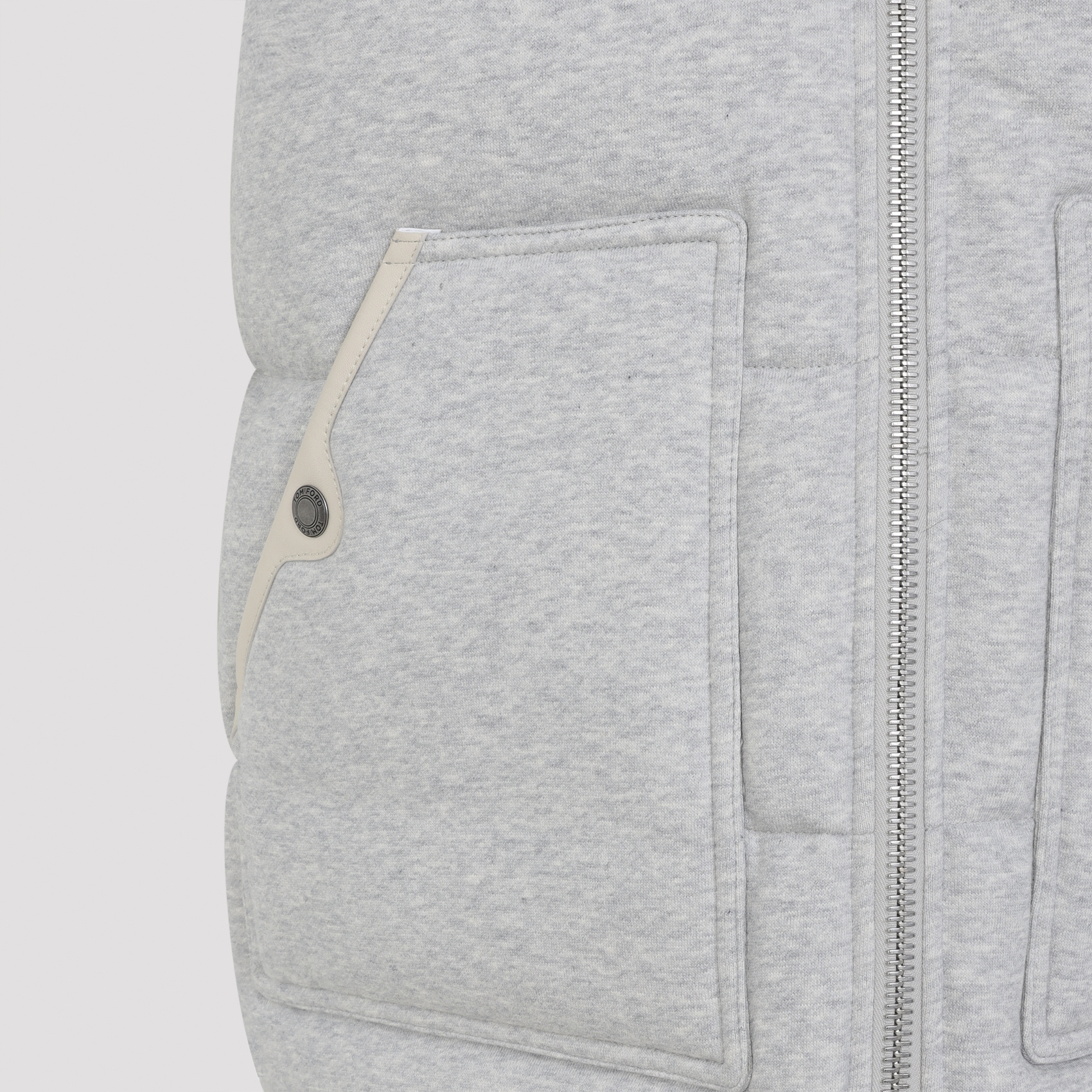 Tom Ford Quilted Ribbed Collar Side Pockets Jacket In Gray