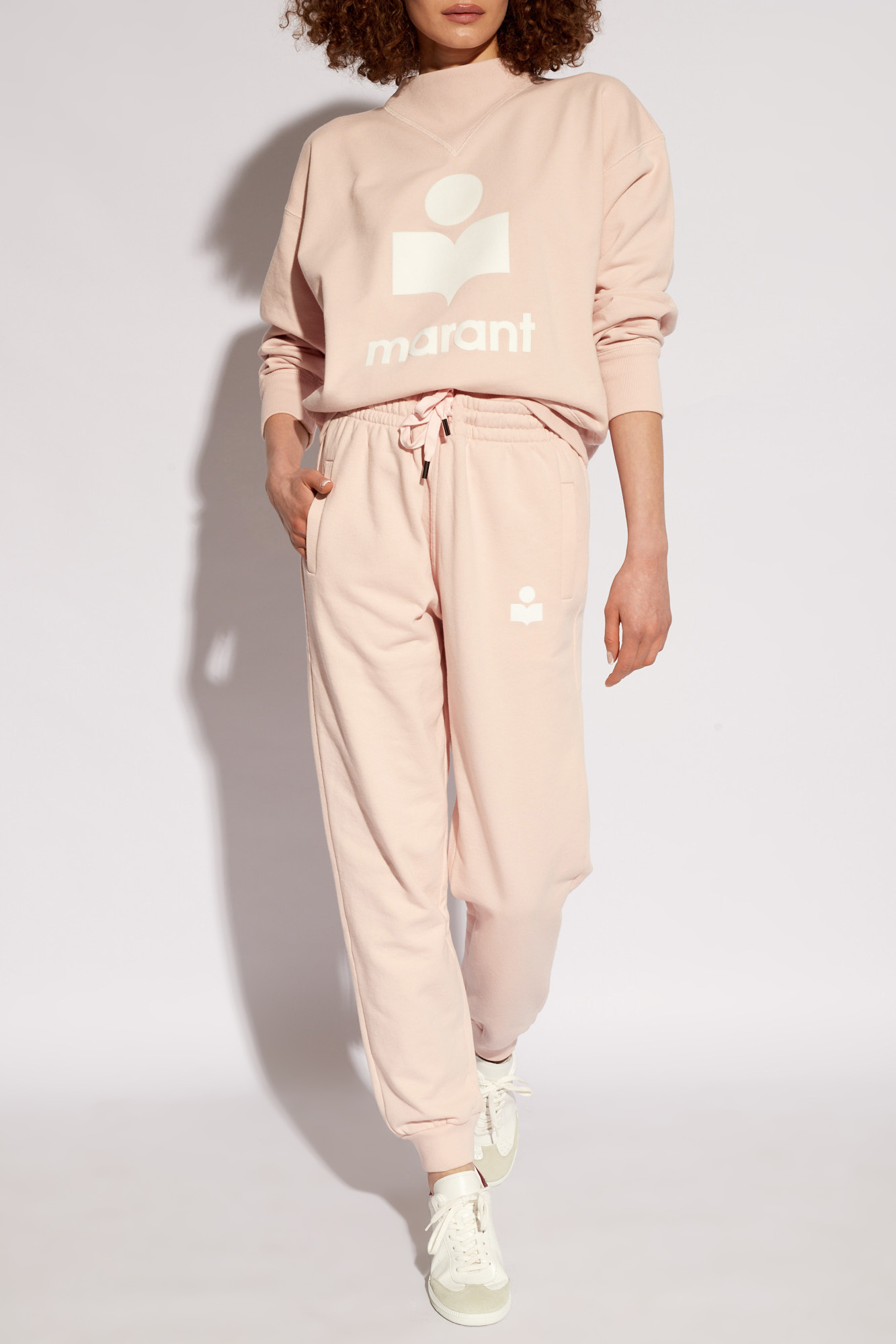 Isabel Marant Étoile Malona Logo Embroidered Track Pants In Nude