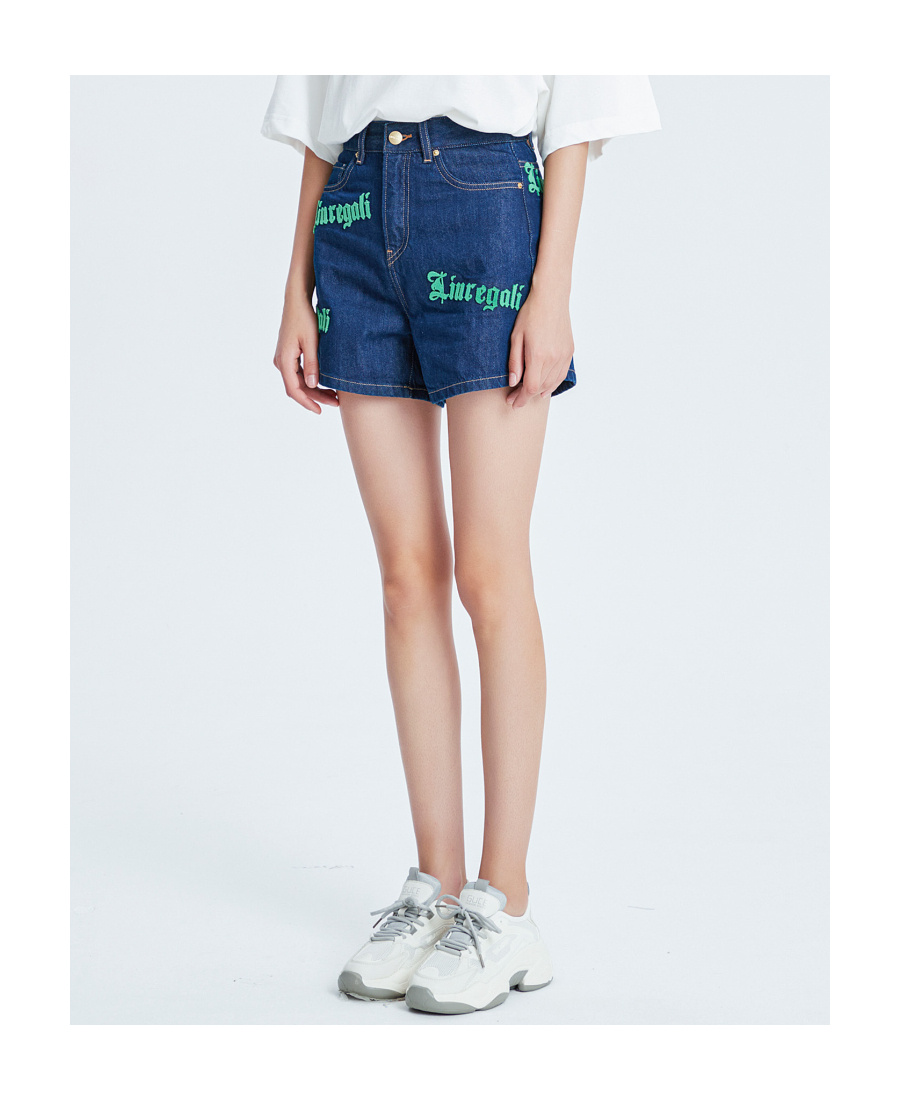 Liuregali High Waist Denim Shorts In Blue