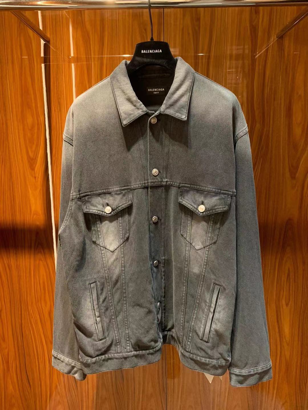 Balenciaga Faded Denim Jacket In Black