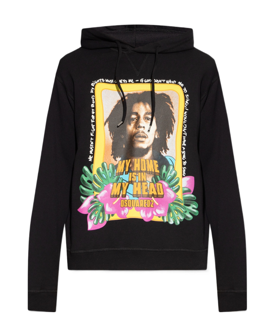 Dsquared2 Bob Marley Long-sleeve Hoodie In Black