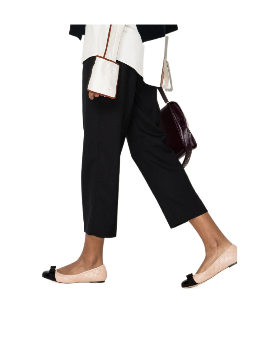 Ferragamo Varina Bow-embellished Quilted Smooth And Patent-leather Ballet Flats In Nude