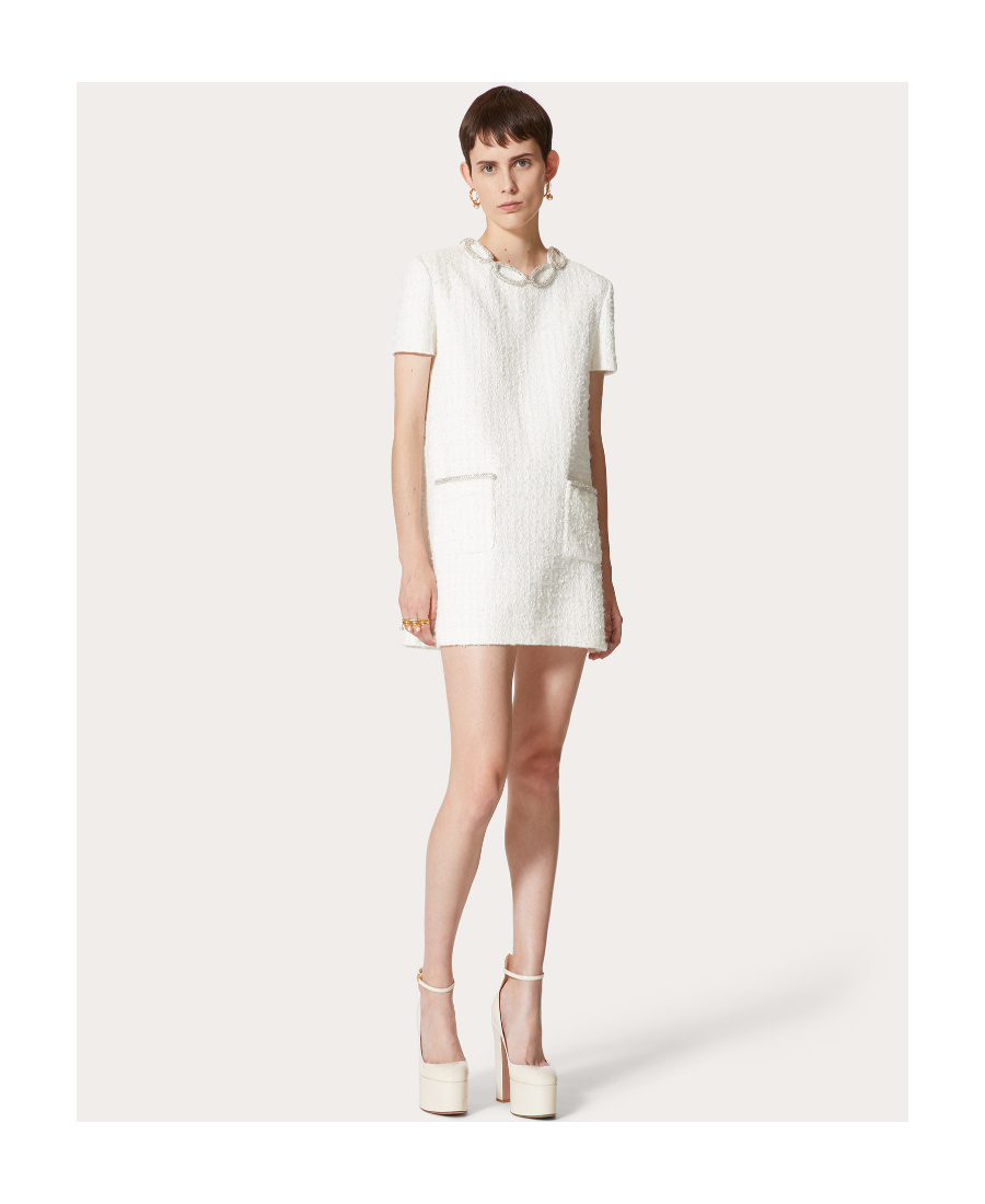 VALENTINO EMBROIDERED TWEED SHORT DRESS