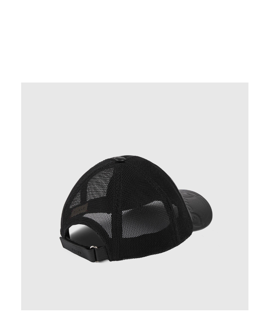 Gucci Jumbo Gg Leather Baseball Cap In Black