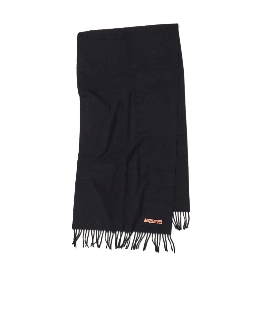 Shop Acne Studios Fringed Wool Scarf In Black