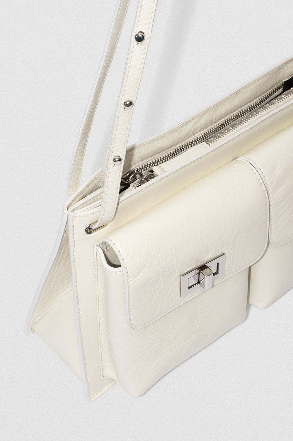 By Far Logo Shoulder Bag In White