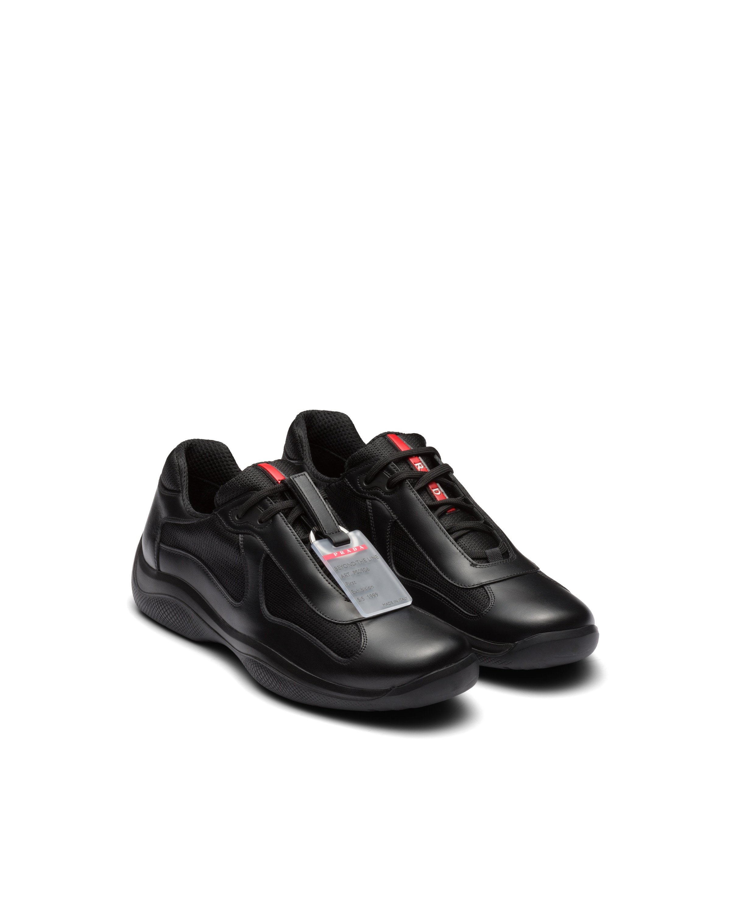 Prada Fabric And Leather America S Cup Sneakers In Black