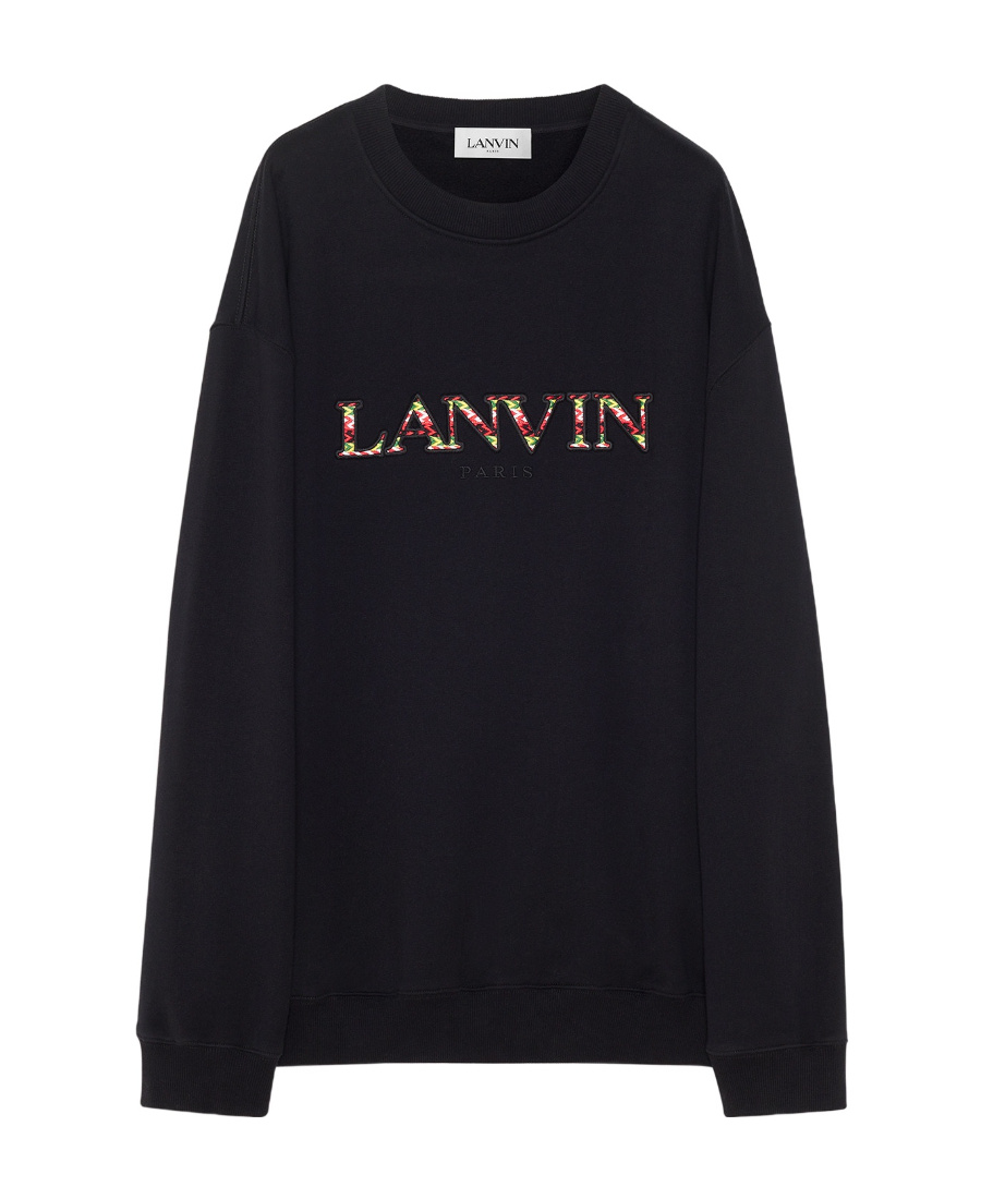 LANVIN EMBROIDERED LOGO CREW NECK SWEATSHIRT 