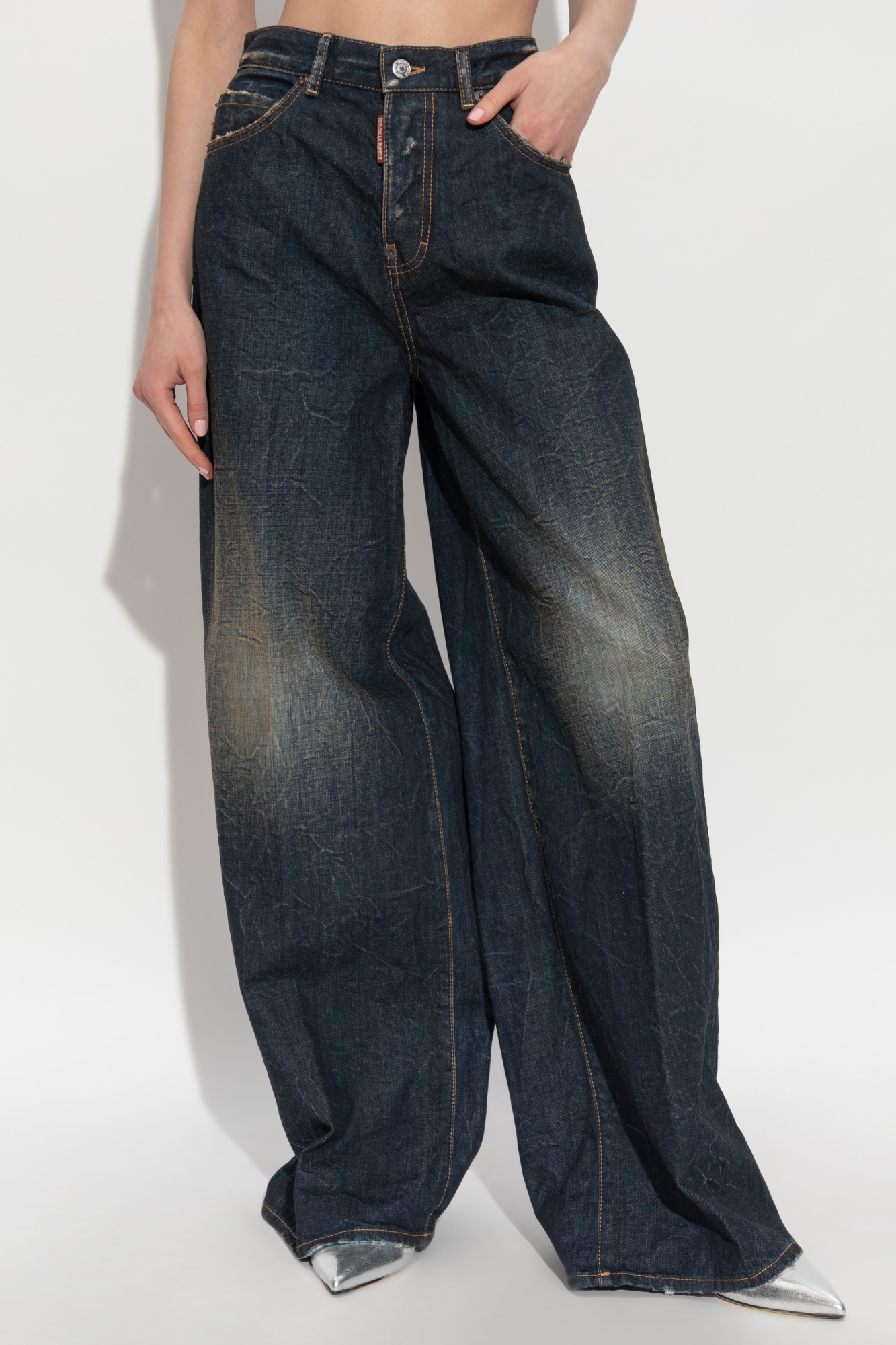 Dsquared2 Wide-leg Five-pocket Traveller Jean In Blue