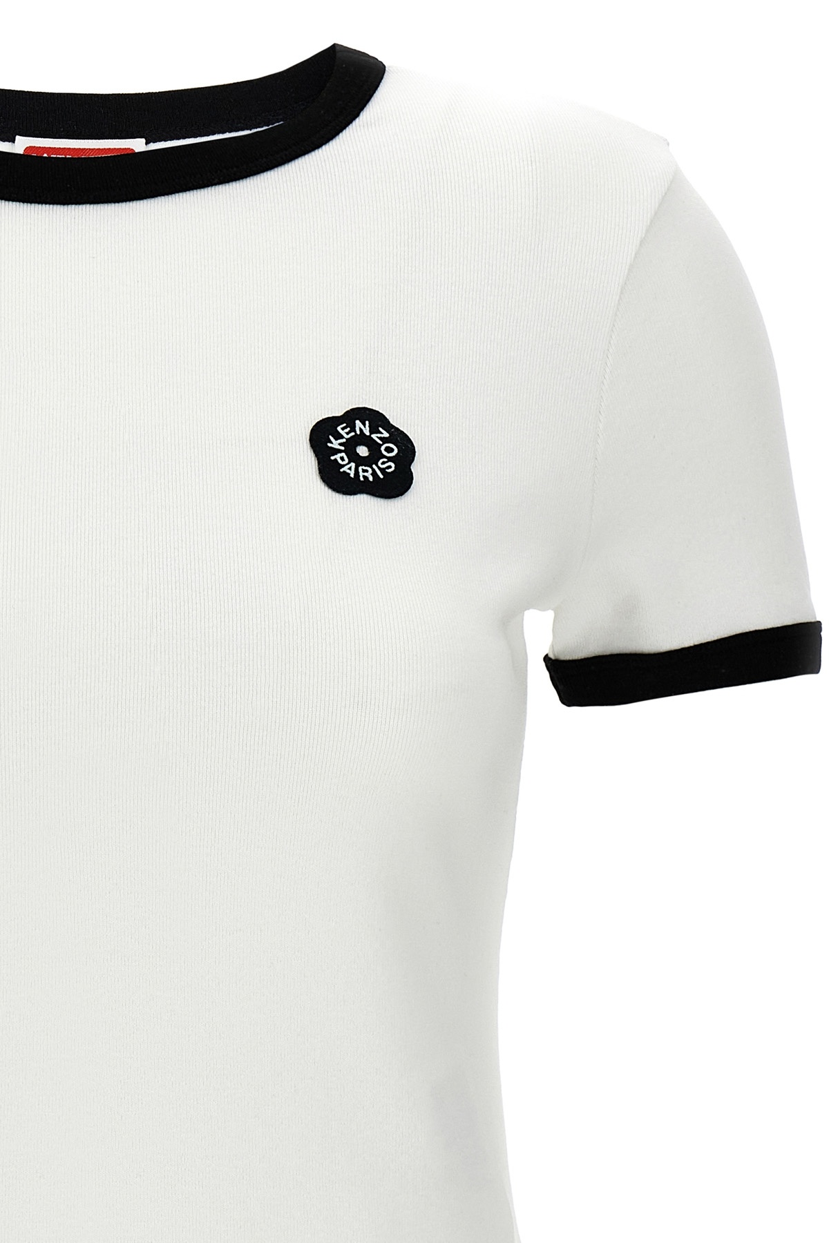 Kenzo White Crewneck T-shirt With Logo Patch On The Front And Contrasting Details In White