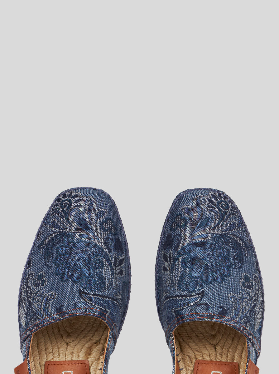 Shop Etro Jacquard Denim Espadrilles In Multi-color