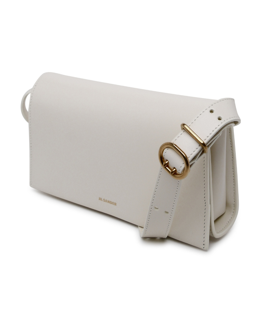 Jil Sander Logo-stamp Leather Shoulder Bag In Gray