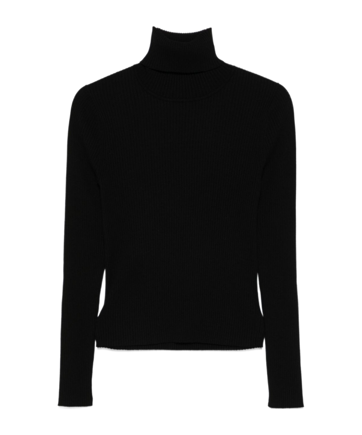 P.a.r.o.s.h High Neck Ribbed Knit Jumper With Cut-out Back In Black