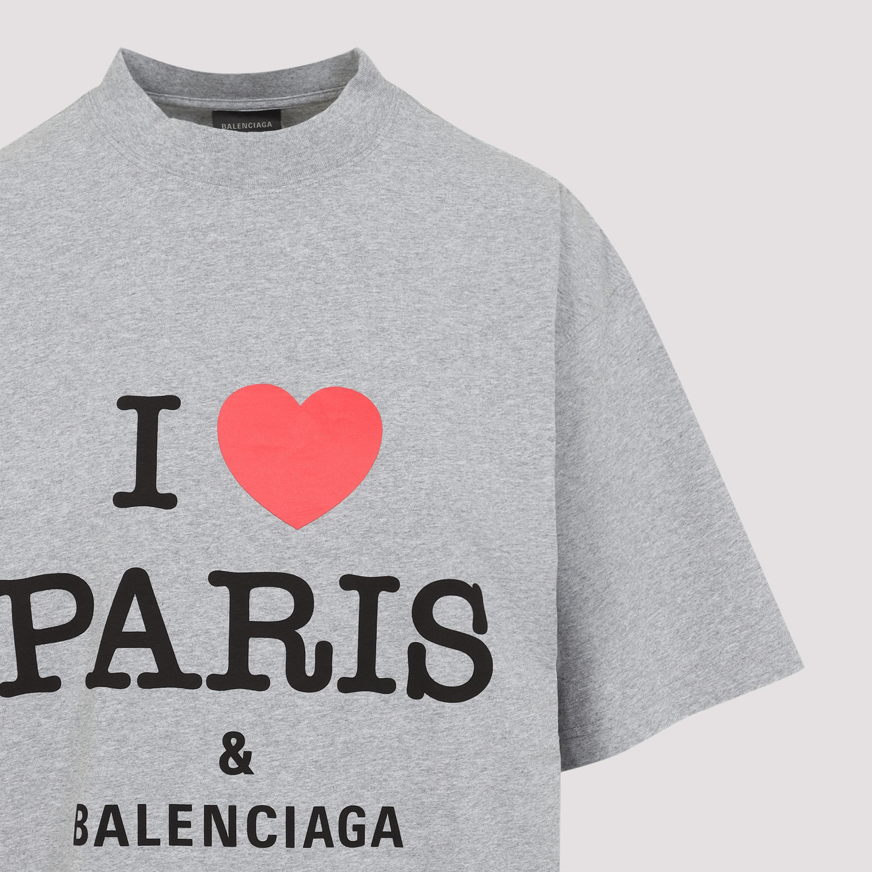 Balenciaga Grey Crewneck T-shirt With Maxi Logo Print On The Front In Cotton Woman In Gray