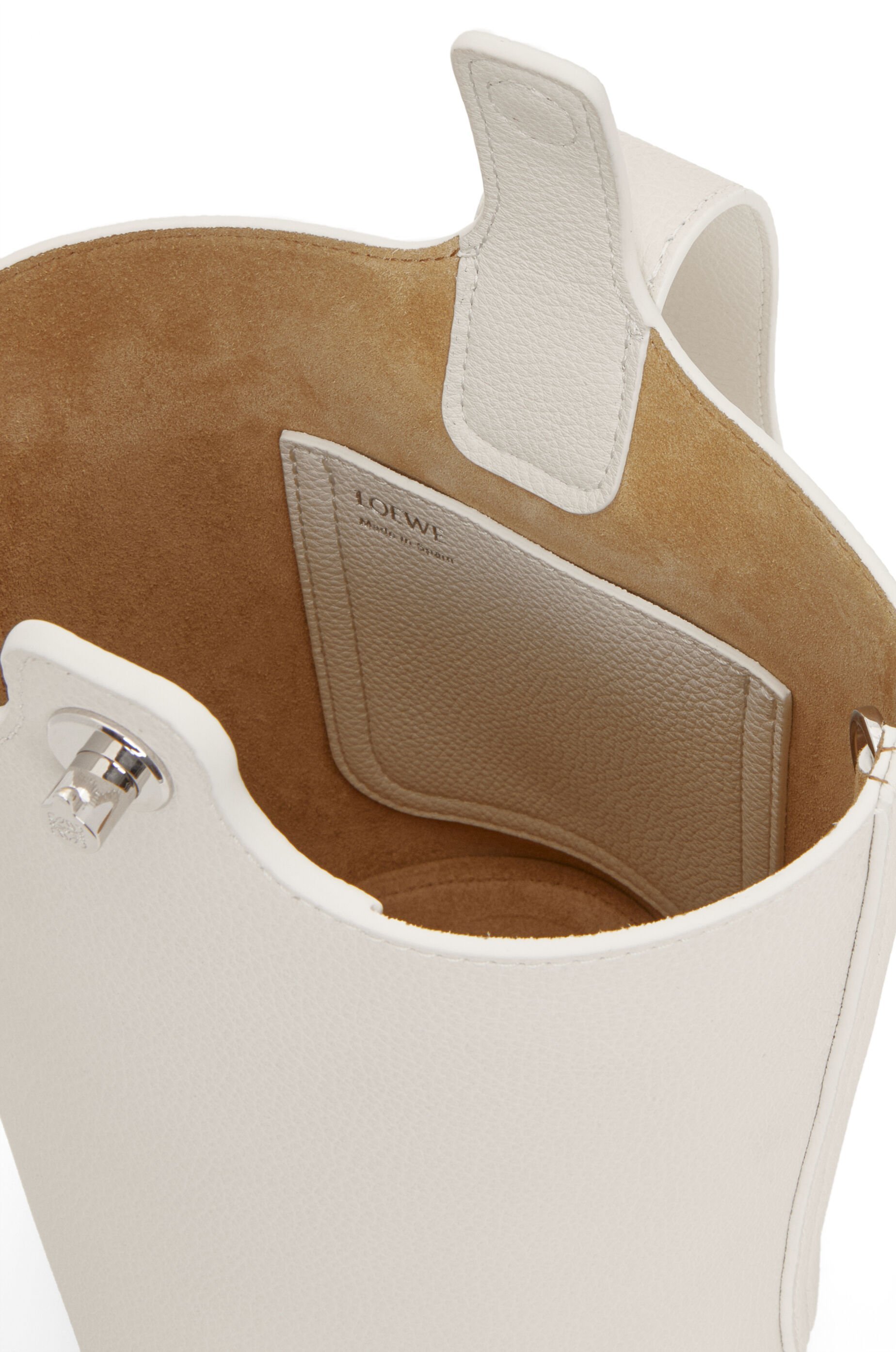 Loewe Womens Soft White Pebble Mini Leather Bucket Bag In Nude
