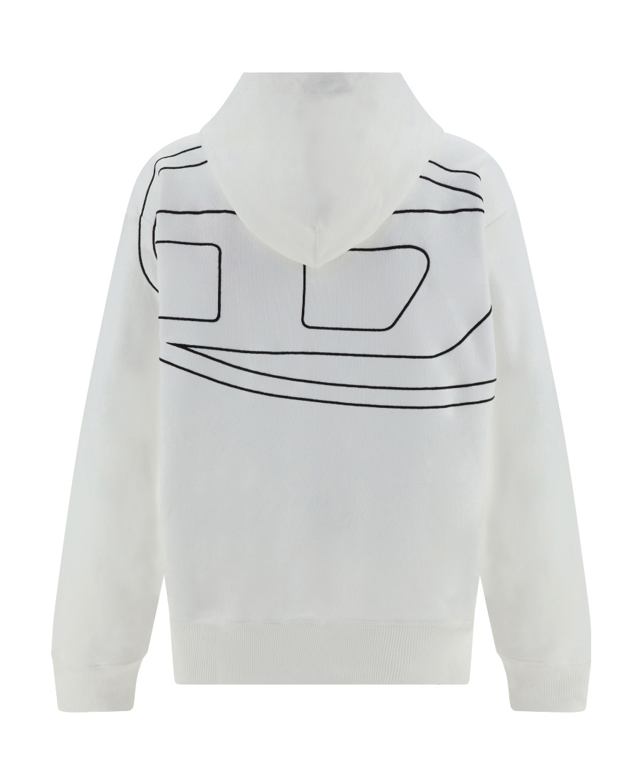 Diesel Macs Logo-embroidered Cotton Hoodie In Gray