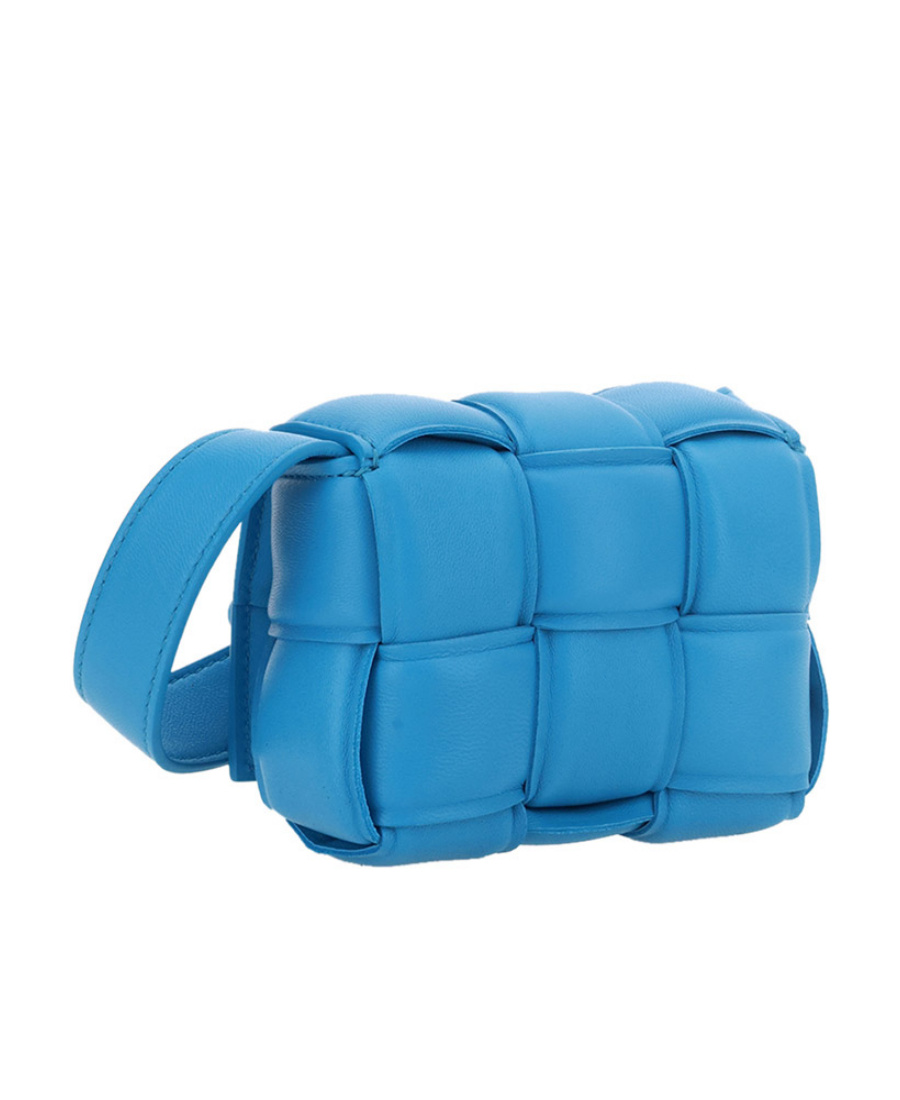 Bottega Veneta Mini Cassette Shoulder Bag In Blue